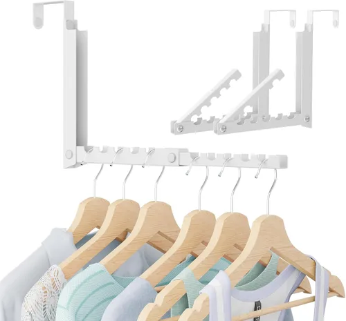Vista 9 de Ganchos para colgar ropa, extendidos sobre la puerta con 10 crestas, ahorro de espacio sobre el estante de la puerta, ganchos de puerta para colgar