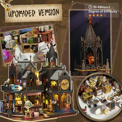 Vista 5 de Flever - Kit de casa de muñecas en miniatura DIY, habitación creativa con muebles para regalo artístico romántico (Holo Magic City II)