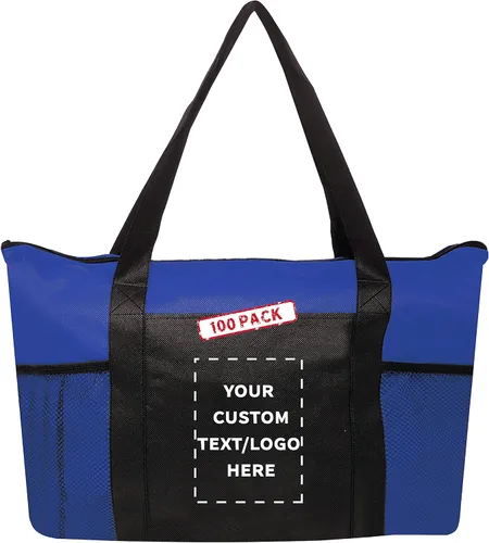 Vista 10 de DISCOUNT PROMOS Juego de 100 bolsas de mano no tejidas con cremallera, texto personalizable, logotipo, bolsillo de malla, con cremallera, Negro