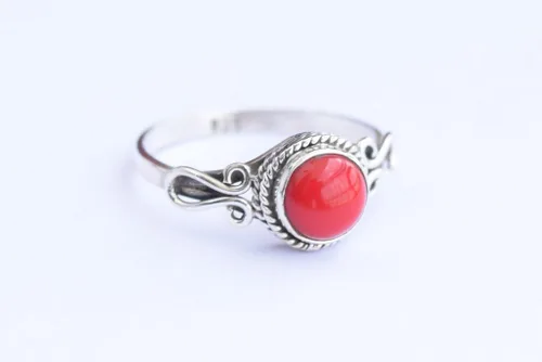 Vista 14 de Gemstone Ring, Handmade 925 Sterling Silver Rings for Women Girls, Natural Gemstone Ring US size 5 Solitaire Ring, Round Stone Ring, Minimalist