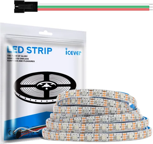 Vista 14 de Tira de luces LED WS2812B de 16.4 pies, 5 V, 150 LED RGB IC 5050SMD direccionables individuales – PCB negro flexible IP30-30LEDs/m MagicRGB Dream