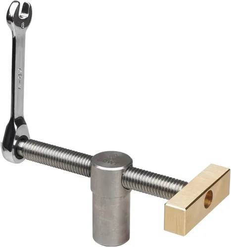 Vista 2 de Banco de trabajo ajustable, abrazadera de tornillo para perro, se adapta a agujeros de perro de 3/4 pulgadas, acero inoxidable, latón, tope