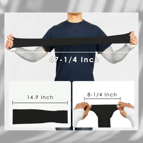 Vista 5 de Achiou, mangas de brazo con protección UV, compresión, refrigeración, para hombres y mujeres, protector solar de verano, para baloncesto, fútbol