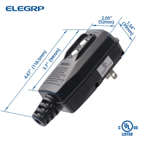 Vista 5 de ELEGRP G1215PM2 G20PMSR - Conjunto de enchufe de repuesto patentado GFCI, reinicio manual de 15 amperios sin conexión a tierra, 2 cables, 2 clavijas