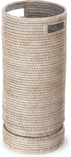 Vista 8 de Kouboo La Jolla - Paragüero redondo de ratán con captura de agua, color negro lavado