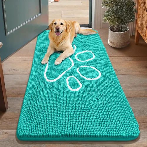 Vista 227 de Smiry Tapete para puerta de perro para patas fangosas, absorbente que atrapa la suciedad, antideslizante, de secado rápido, lavable, tapete