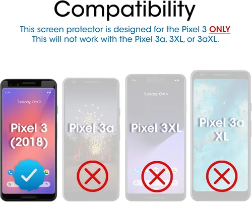 Vista 2 de amFilm Paquete de 3 protectores de pantalla de vidrio templado para Google Pixel 3 (2018)