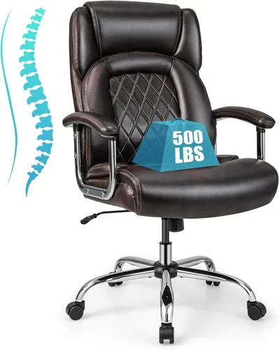 Vista 8 de Giantex Silla de oficina grande y alta, 500 libras, silla ejecutiva de respaldo alto para personas pesadas, silla de computadora giratoria ajustable