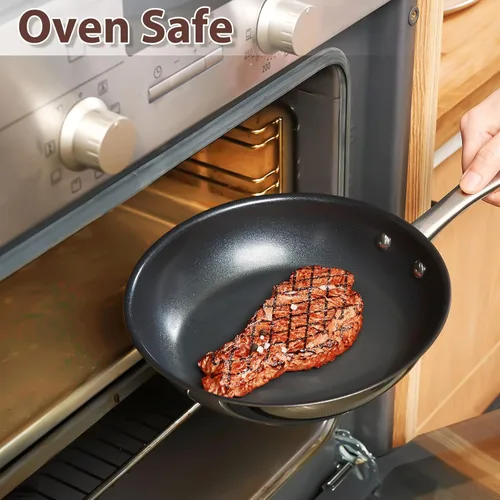 Vista 5 de Mobuta Juego de utensilios de cocina profesional de acero inoxidable de 3 piezas, ollas y sartenes de inducción con base de tres capas, tapas