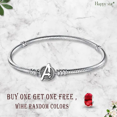 Vista 2 de HappyStar Pulsera de plata de ley 925 para pandora, pulsera de cadena de serpiente, regalo para niñas, madre e hija (con una cuenta espaciadora)