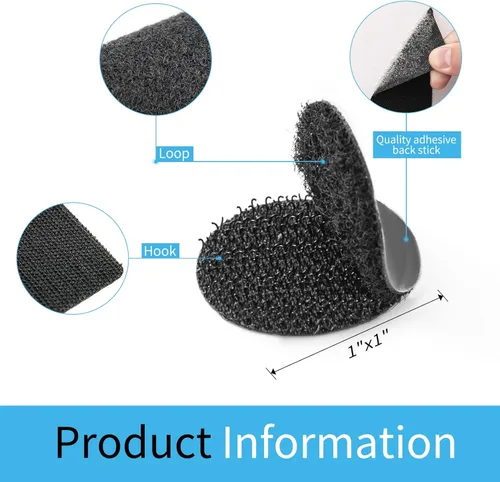 Vista 3 de Art3d 40 juegos de puntos adhesivos de gancho y bucle, 1 pulgada x 1 pulgada. Círculo adhesivo de doble cara, resistente (redondo)