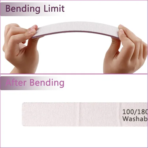 Vista 5 de Paquete de 24 limas de uñas, grano 100/180 de doble cara, profesional, reutilizable, lavable, lima de uñas, herramientas de manicura para uñas