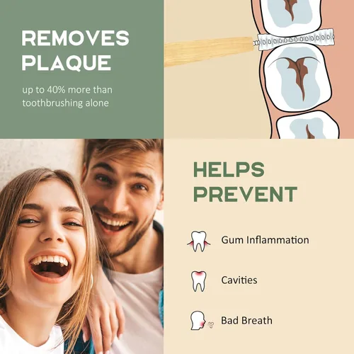 Vista 2 de Isshah Cepillos interdentales de bambú, limpiador entre dientes, cepillo de limpieza profunda, 40 unidades, tamaño 0, pequeños huecos