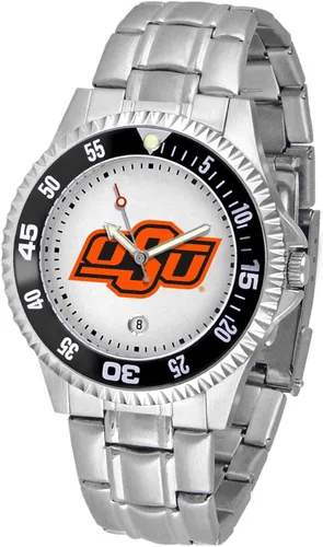 Vista 52 de SunTime Reloj de cuarzo de 1.575 in para hombre, correa de acero inoxidable de 0.787 in, esfera Gameday