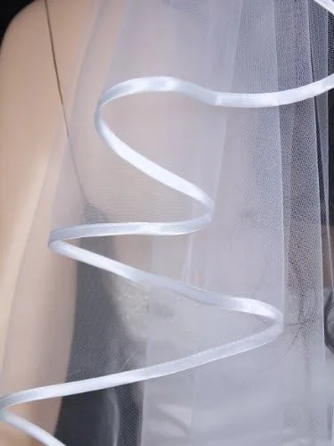 Vista 4 de SAMKY Elegante velo de novia en cascada de 1 nivel