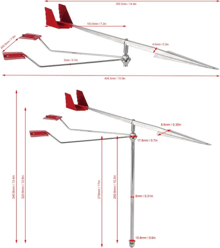 Vista 2 de Vane Veleta meteorológica W - Indicador de dirección del viento de acero inoxidable 304 para yate, barco y vela