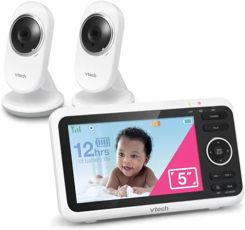 Vista 14 de VTech VM350 Monitor de video con batería admite modo de video de 12 horas, modo de audio de 21 horas, pantalla de 5 pulgadas, alcance de 1000 pies