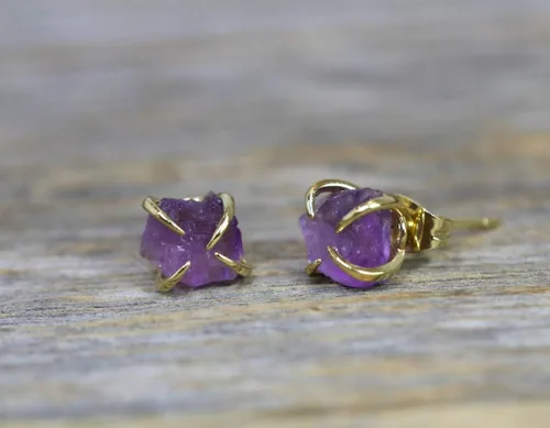 Vista 18 de Pendientes de tuerca de piedra preciosa cruda, idea de regalo para el día de la madre, graduación, moda de verano