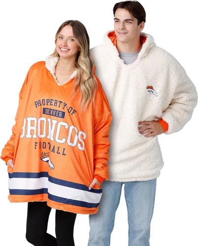 Vista 15 de FOCO Nfl Team Logo Reversible Oversized Sherpa Hoodie Sweatshirt Hoodeez