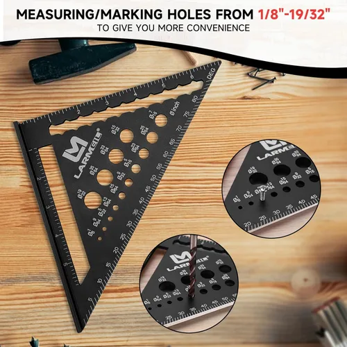 Vista 5 de Juego de Escuadras para Vigas de 7 Pulgadas y Escuadra de Marco de 12 Pulgadas, Escuadra de Carpintero de Aluminio, Regla de Herramienta