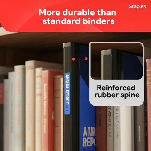 Vista 5 de Carpeta con anillos en forma de "D" de 1 pulgada para mejor visualización Staples, Negro