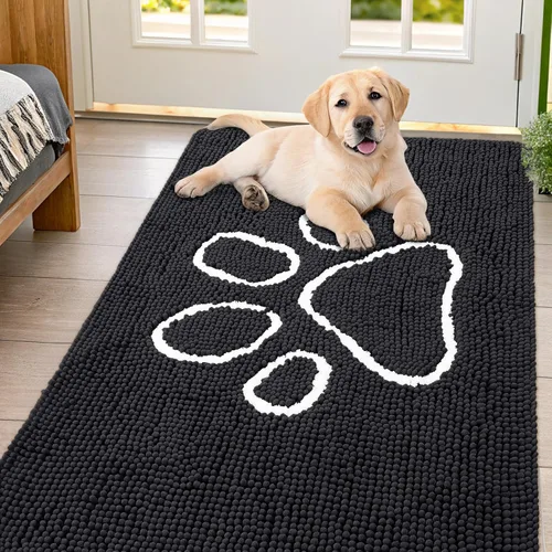Vista 14 de Smiry Tapete para puerta de perro para patas fangosas, absorbente que atrapa la suciedad, antideslizante, de secado rápido, lavable, tapete