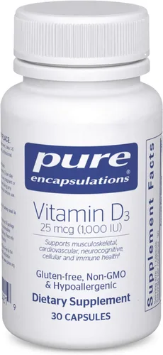Vista 8 de Pure Encapsulations Vitamina D3 25 mcg (1,000 UI) - Suplemento para apoyar la salud ósea, articulación, mama, corazón, colon e inmune - con vitamina