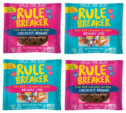 Vista 16 de Rule Breaker Galletas veganas y sin gluten Blondie de chispas de chocolate y pastel de cumpleaños A base de plantas, lácteos, nueces, soja, sin