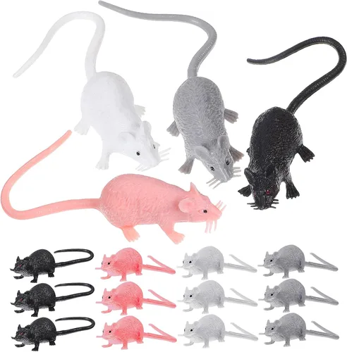 VANZACK 16pcs Realistic Fake Rat Mice for Halloween Cute Miniature Garden Ornaments Safe Material for Home Decoration and Pranks