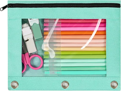 Vista 26 de Forvencer Estuche para lápices para carpeta de 3 aros, estuche transparente con ventana y cremallera suave, bolsa para lápices de gran capacidad