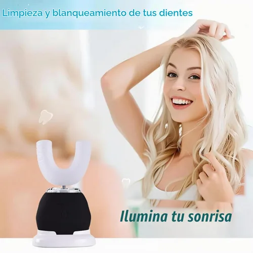 Vista 4 de Cepillo de dientes auto ultrasónico en forma de U automático 360 con luz azul que blanquea para los adultos