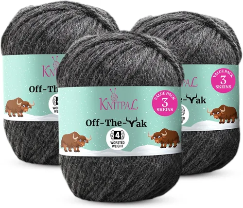 Off-The-Yak - Hilo de lana para tejer, paquete de 3 (360 yardas/10.58 oz), patrones libres, hilo de mezcla acrílica de lana para tejer, peso #4 de