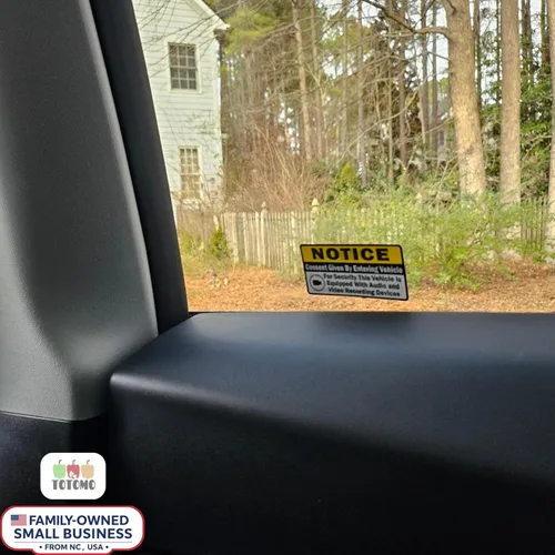 Vista 5 de Juego de 8 calcomanías de consentimiento para grabación de audio y video, letreros autoadhesivos de doble cara, calcomanías de advertencia de cámara