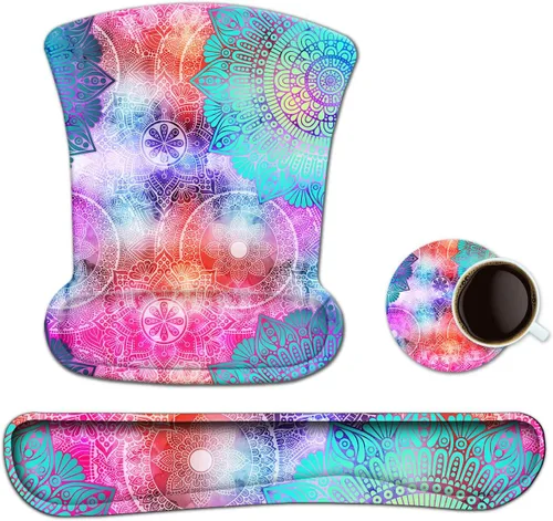 Vista 14 de ToLuLu - Juego de tapetes ergonómicos para teclado y mouse, con soporte para muñeca para laptop, tapete de gel para teclado y mouse con espuma