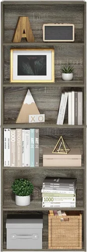 Vista 4 de Furinno Jaya Simply Home Librería abierta de 6 niveles, roble francés