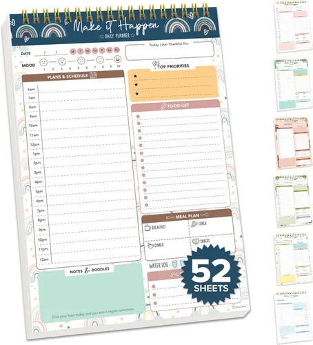 Vista 8 de Decorably Bloc de notas bohemio celestial sin fecha de tareas diarias – Planificador con resorte de 6.5 x 10 pulgadas, fácil de quitar