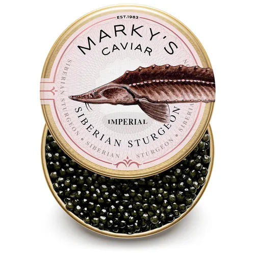 MARKY'S Baerri Caviar Negro de Esturión Siberiano de Italia – 1 oz / 28 g – Huevas Negras Malossol Ossetra – ENTREGA GARANTIZADA DE UN DÍA PARA OTRO