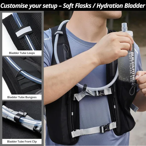 Vista 4 de Running Hydration Vest for Women and Men. Reflective, 8 Pocket, Quick Dry, Water-Resistant, Breathable, Adjustable Backpack for Runs, Hiking