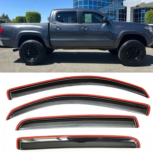 Vista 17 de Deflectores de ventana para Nissan Rogue 2014 2015 2016 2017 2018 2019 2020, viseras de ventana delantera y trasera, juego de 4 piezas, tinte