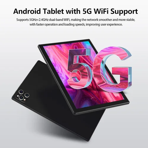 Vista 5 de EITOMIN Tablet Android 2026 Última tableta de 10 pulgadas con teclado, 128 GB ROM 16 GB RAM TF1TB Expand, Octa-Core, 5GWiFi, 1080FHD, Negro