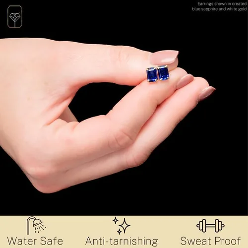 Vista 3 de 14k Gold Solitaire Gemstone Stud Earrings for Women 7x5mm Birthstone Earrings by MAX + STONE