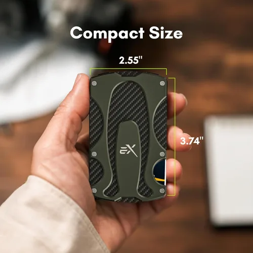 Vista 3 de Extremus Billetera táctica delgada con clip para dinero y soporte para tarjetas de crédito, billetera minimalista con bolsillo frontal para hombres