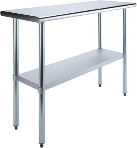 Vista 21 de Mesa de preparación de acero inoxidable de 24 x 12 pulgadas, mesa de trabajo resistente certificada NSF para uso doméstico y comercial, estante