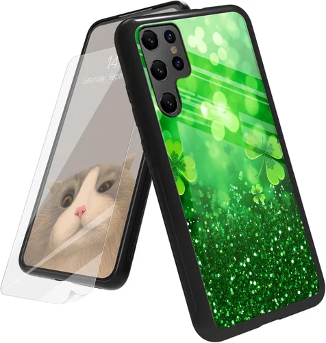 Vista 203 de Funda para Samsung Galaxy A12 5G con protector de pantalla, parte trasera de vidrio templado + TPU de silicona suave que absorbe los golpes