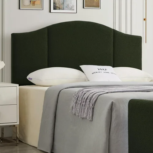 Vista 17 de 24KF Cabecera tapizada de tela de peluche suave, cabecera moderna con borde superior ondulado tamaño California King, 6033-K-Gris