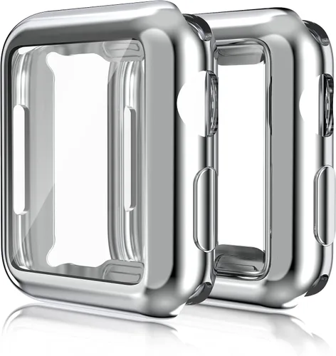 Vista 8 de Paquete de 2 fundas compatibles con Apple Watch de 1.496 pulgadas (1.496 in), protector de pantalla de poliuretano termoplástico (TPU), funda Negro