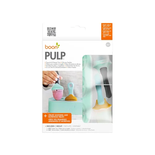 Vista 8 de Boon PULP Bandeja de silicona para congelador, incluye bandeja de silicona y tapa con 2 comederos de silicona PULP para bebés, almacenamiento
