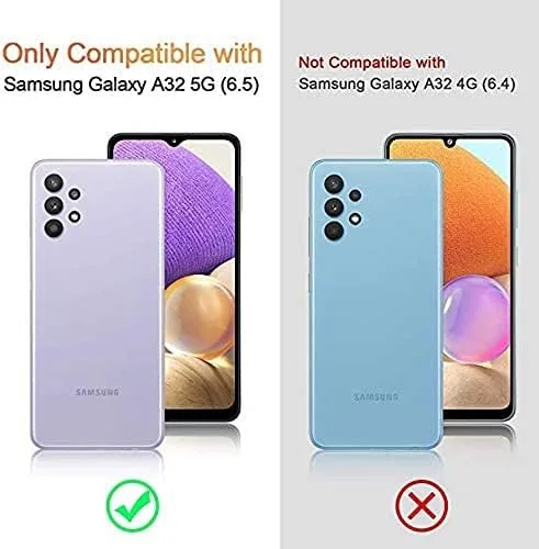 Vista 2 de LeYi Funda para Samsung A32 5G (no compatible con A32 4G), Samsung Galaxy A32 5G con 2 protectores de pantalla de vidrio templado, funda de silicona
