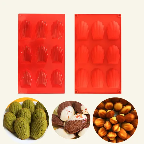 Vista 8 de Molde de madeleine de 20 cavidades, 2 moldes de silicona antiadherentes, molde para hornear pasteles en forma de concha (rojo ladrillo)
