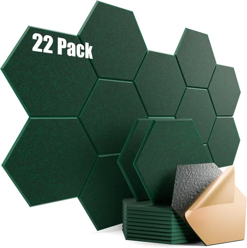 Vista 91 de Paquete de 12 paneles acústicos autoadhesivos de 12 x 10 x 0.4 pulgadas, paneles de espuma a prueba de sonido con alta densidad, diseño forrado